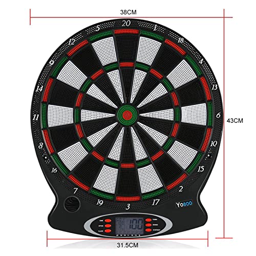 Electronic Dartboard, Hanging Dartboard Game, LCD Scoring Display Game with 6 Plastic Darts for Indoor Sports and Family Entertainment for Several Players