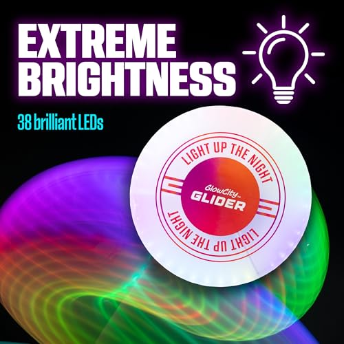 GlowCity Glow in The Dark Soccer Ball + Glider LED Flying Disc, Light Up, Durable, Multi-Color, Perfect for Evenings and Night Time, Great Gift for All Ages Teens