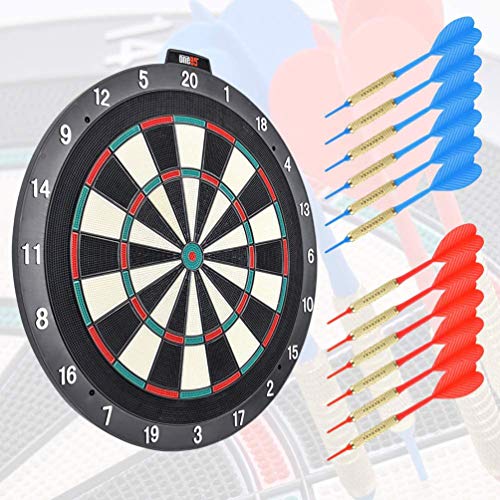 ONE80 Dartboard 18' Plastic Board with 12 Soft Tip Darts, 20 Extra Tips, Mounting Kit - style: S Dartboard I