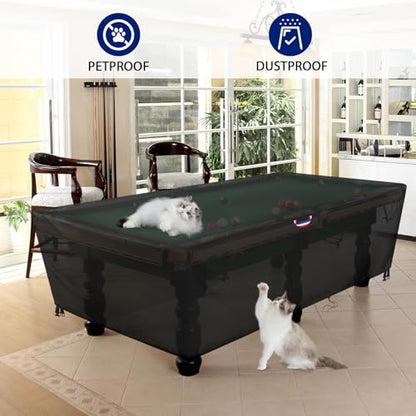 7/8/9 Feet Pool Table Cover, Billiard Table Cover for 8FT Snooker Billiard Pool Table Heavy Duty Waterproof Cover Outdoor Indoor Protection-100 x57 x32 inchs