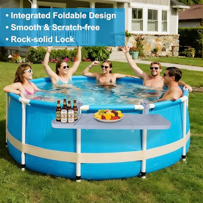 winemana Pool Bar for Above Ground Pool Swim Up Bar 38.4" x12" Adjustable Poolside Table Foldable Swimming Pool Shelf Fits Round Oval Rectangle Pools Clip-On Drink Table for Deck Patio, Grey - color: Grey