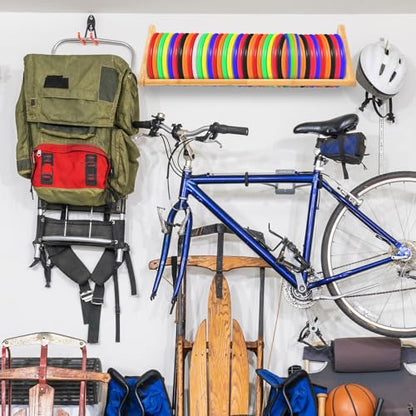 Weysat 1/2 Pack Disc Golf Storage Rack Wall Mount Disc Golf Accessories Organizer Rack Holder Basket Shelf for Home Garage - style: Wood