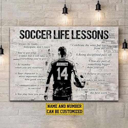 Personalized Soccer Life Lessons Canvas, Custom Soccer Poster Print, Motivational Soccer Gift For Girls, Women, Soccer Players - color: Design 02