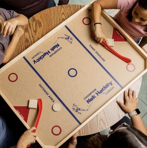 Carrom Champion Nok Hockey Game (Standard Size) — Wooden Board Games for Adults & Children — Indoor and Outdoor Games for Family — Sports Board Games