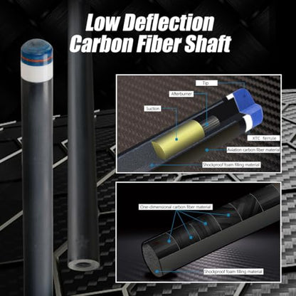 CRICAL Carbon Fiber Pool Cue Stick 58" Billiard Cue Sticks Professional Low Deflection Pool Sticks with 3/8 * 8 Pin Joint and 12.5mm Tip - color: 001-CL01