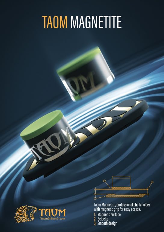 Taom Magnetite Billiard Pool Cue Chalk Holder with Cup in Branded Box, Black