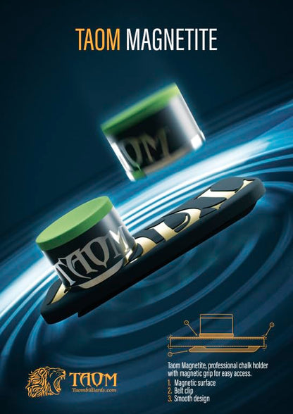 Taom Magnetite Billiard Pool Cue Chalk Holder with Cup in Branded Box, Black