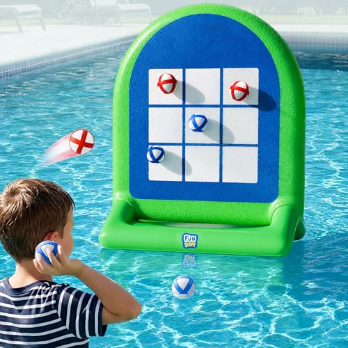 Funscape Kids Inflatable Tic-Tac-Toe Pool Toy, Fun Swimming Pool Soft Ball Toss Game, Outdoor Yard Water Target Sports Activity, Cool Summer Beach Party Gift 3 4 5 6 7 8 Yr Boy Girl Child-Tic-Tac-Toe - style: Tic-Tac-Toe