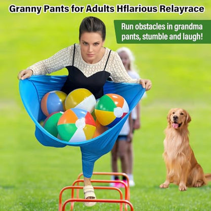 Granny Pants Yard Game for Adults (40 in * 31.5 in),2Pcs Granny Pants Outdoor Games with 10 Bouncy Balls,2 Pumps & Flags, Granny Pants Game for Family Carnival Party Reunion Gathering(Large) - size: Large