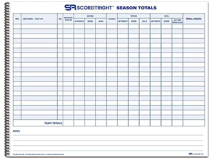 Score It Right Volleyball Scorebook – 24 Match Spiral Volleyball Scorebook with Season Totals and Team Roster Sheet – Premium Paper Volleyball Score Sheet for Rally Scoring and Detailed Instructions