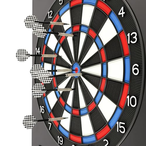 Electronic Dart Board for Adults Kids Dartboard Electronic Scoreboard with 27 Games & 243 Variations for 16 Players Electric Dartboard with 12 Soft Darts 100 Dart Heads, 4 LED Displays