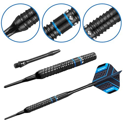 WIN.MAX Darts Soft Tip Set - 90% Tungsten Soft Tip Darts Set Professional 18 Grams Soft Darts Pro Dart Set with Extra 3 Flights - color: Black