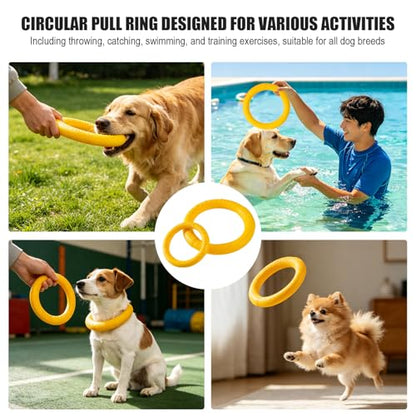 Outdoor Fitness Dog Training Ring, Floating Traction Toy Round Dog Pull Ring Interactive Game Tool, Suitable for Medium and Large Dogs (Yellow, Large) - size: Large