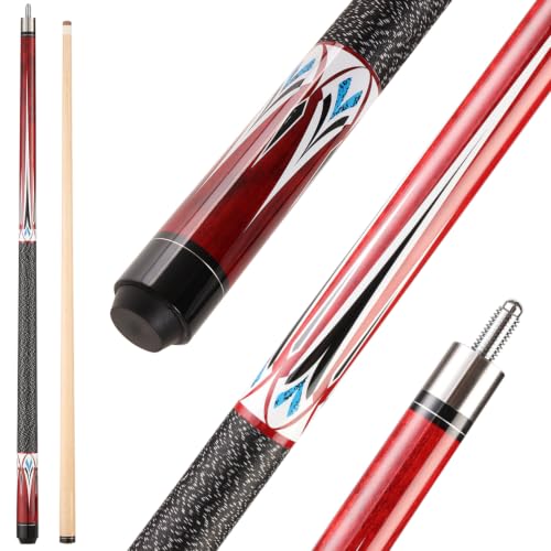 Pool Cue Stick - 58 inch Maple Billiard Pool Stick, 19/20/21 oz 1/2 Maple Pool Cue Stick Kit, 2-Piece Billiard Pool Cue Stick - color: Wine Red With Case(20 oz/12.5mm)