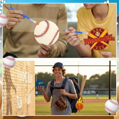 Saypacck 24 Pcs Baseball Party Favors Wooden Painting Craft Kits Birthday Party Supplies with Organza Bag for Goodie Bags Fillers Adult Thank You Gifts - style: Sport Theme