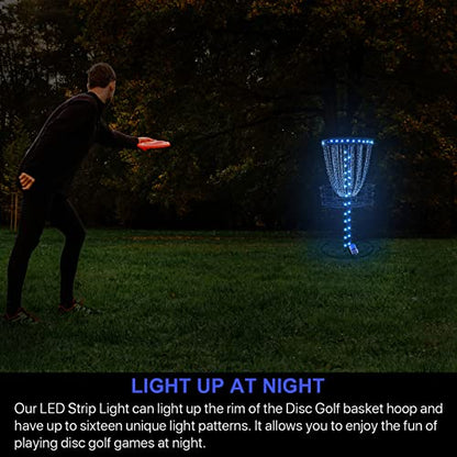 Waybelive LED Disc Golf Lights, Remote Control Disc Golf Rim Light for Disc Golf Basket, C Battery Box, 16 Color Change by Yourself, Waterproof, Super Bright to Play at Night