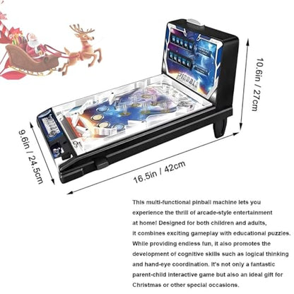 Retro Arcade Electronic, Pinball - Tabletop Game, Pinball Machine, Table Pinballs Game Machine, Desktop Ball Shooting Toy, Vibrating Bumpers LED Lights Sound Effects, Ages 4+