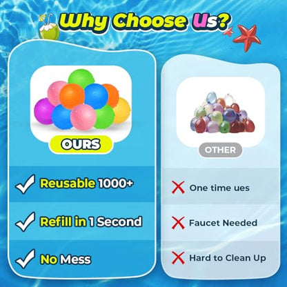 12Pcs Reusable Water Balloons, Pool Beach water Toys for Boys and Girls, Outdoor Summer Toys for Kids Ages 3-12 - size: 12 PCS