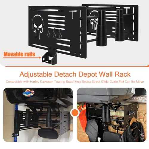 Wall Mounting Storage Luggage Rack/Tour Trunk Pack Pak for Harley Touring Road King, Road Glide, Electra Glide, Street Glide, Sportster, Dyna, Softail - color: Black