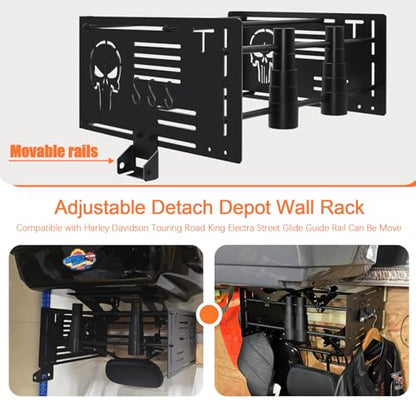 Wall Mounting Storage Luggage Rack/Tour Trunk Pack Pak for Harley Touring Road King, Road Glide, Electra Glide, Street Glide, Sportster, Dyna, Softail - color: Black