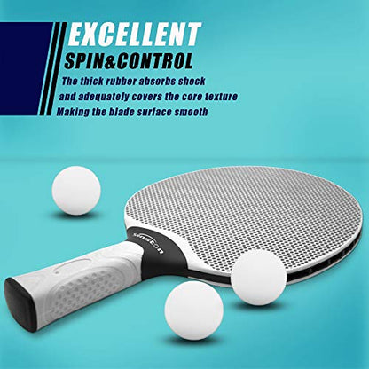 Senston Table Tennis Rackets Set, Professional Table Tennis Racket with 3 Balls, Composite Rubber Ping Pong Paddle Set - color: Gray