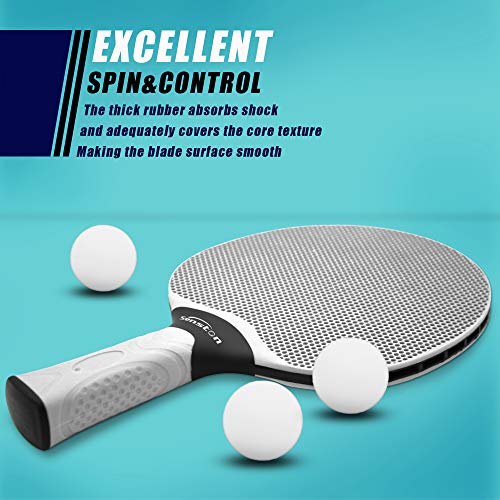 Senston Table Tennis Rackets Set, Professional Table Tennis Racket with 3 Balls, Composite Rubber Ping Pong Paddle Set - color: Gray & Net
