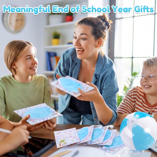 MiniInflat 24 Set End of Year Classroom Students Gifts from Teacher 10 Inch Inflatable Beach Balls Bulk Jumbo Big Beach Balls for Kids Summer Swimming Party Favor Water Games Supplies - color: Blue,White