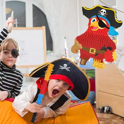 Wernnsai Pirate Piñata - Pirate Parrot Piñata with Blindfold and Bat for Boys' Birthday Party Adventure Theme Decorations - style: Pirate