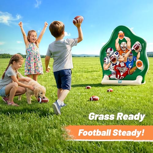 Funscape Kids Inflatable Football Pool Toy, Fun Swimming Pool Soft Ball Toss Game, Outdoor Yard Water Target Sports Activity, Cool Summer Beach Family Party Gift 3 4 5 6 7 8 Yr Boy Girl Child-Football - style: Football