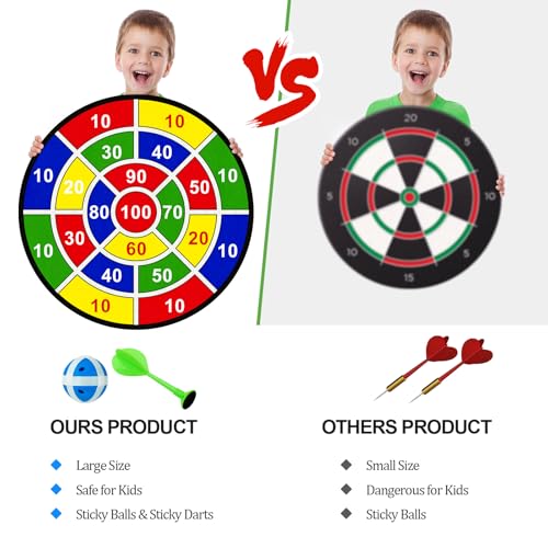 Large Dart Board Toys for Kids - 29'' Sticky Board with 12 Sticky Balls 4 Darts Indoor Outdoor Party Games Toys Easter Basket Stuffers Birthday Gifts for 3 4 5 6 7 8 9 10 11 12 Years Old Boys Girls