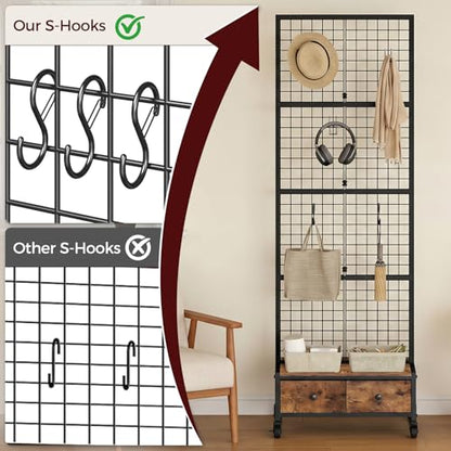 MAHANCRIS Gaming Floating Shelves and 1.8' x 5.6' Ft Grid Wall Panel Bundle, Display Rack for Gaming Room Decor, Kitchen, Home Bar, Entryway, Kitchen, Outdoors, FSHS142E01-GPHR5601