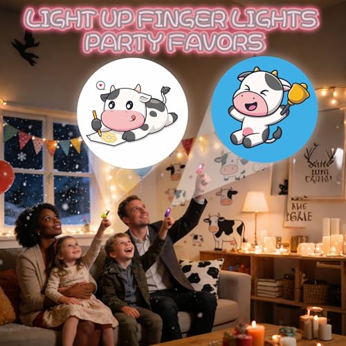 36 Pack Cow Party Favors LED Finger Lights, Glow in The Dark Farm Animal Party Supplies for Kids, Birthday Party Goodie Bag Stuffers, Classroom Treasure Box Rewards - style: Cow
