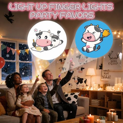 36 Pack Cow Party Favors LED Finger Lights, Glow in The Dark Farm Animal Party Supplies for Kids, Birthday Party Goodie Bag Stuffers, Classroom Treasure Box Rewards - style: Cow