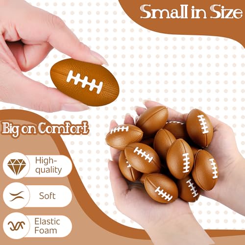Aodaer 24 Pack Mini Football Stress Balls Fidget Ball Toys Bulk | Soft Foam Balls for Sports Party Favor Gifts, Birthday Party Decoration, Goodie Bag Stuffer, Mini Size, with Drawstring Bag - style: Football