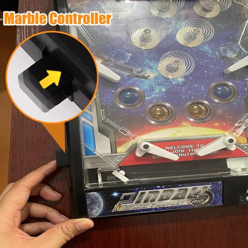 Mini Pinball Game Machine Electronic Desktop Ball Shooting Toy Retro Pinballs Machine Game with LED Lights Sounds and Digital Scorer
