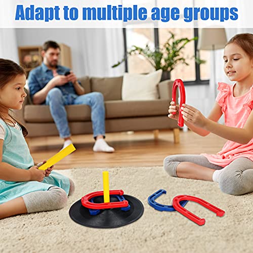 Outdoor Indoor Rubber Horseshoes Set Includes 4 Horseshoes,2 Pegs,2 Rubber Mats,2 Red Plastic dowels,Beach Games Perfect for Tailgating,Camping,Backyard,Fun for Kids Adults