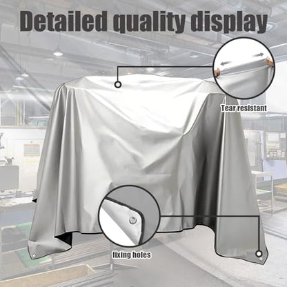 Jumbo Machine Cover - Breathable, Rust Preventing, Water & Dust Proof, Tear Resistant Silver (Silver+Black, 72.83*57.87) - size: 72.83*57.87