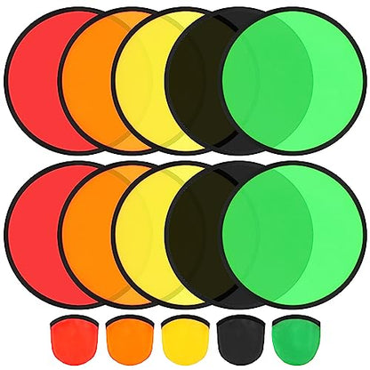 10 PCS Foldable Flying Disc Fans Set with Bag Folding Pocket Beach Flying Disc for Party Favors Summer Outdoor Activity