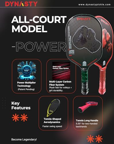 Dynasty Heavyweight/Feather T700 Triple-Layer Raw Carbon Fiber + Friction Surface 16mm Aero *Gen 3.5 All-Court Power Pickleball Paddle* / Hall of Famer 18K *Control+Spin* - color: Heavyweight Shadow Boxer v2 Holo