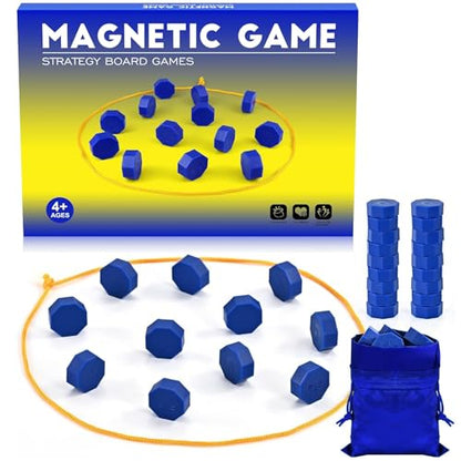 Magnetic Chess Game with Full-Size Stones & String Strategy Puzzle Board Game for 2 Players, Travel, Friendly Party Game for Kids & Adults, Portable Camping & Family Fun