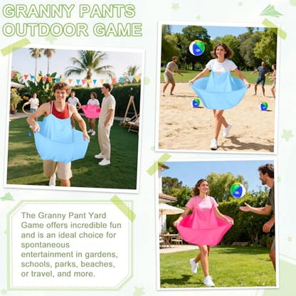 Granny Pants Yard Game Granny Pants Game with Strap Giant Yard Pant Toss Game Outdoor Party Game Granny Pants Outdoor Game with Bouncy Balls and Pump for Family Reunion Day Backyard Gatherings - color: Baby Blue Fuchsia