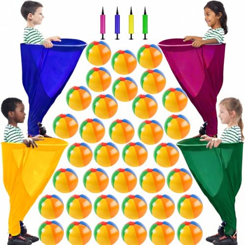 Granny Pants Yard Game – Outdoor Party Game Funny Lawn Game for Adults, Family Reunions & Group Events 4 Giant Pants with 36 Bouncy Balls & 4 Pumps Gift for Kids & Adults - size: Children Size (60 x 80 cm)