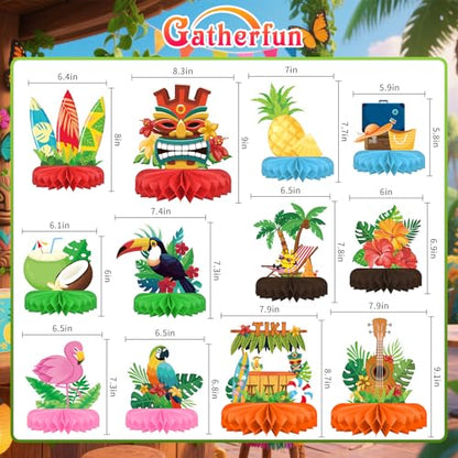 Hawaiian Luau Party Decorations Set: Aloha Theme Table Decoration with Luau Honeycomb Centerpiece for Tiki and Luau Hawaiian Party Supplies - style: TIKI
