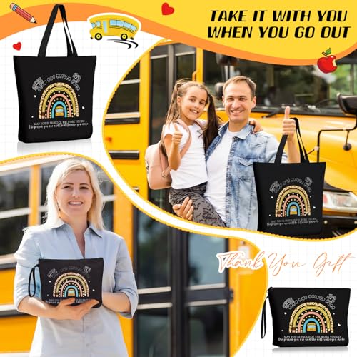 Sieral 2 Pcs Animal Lover Bag Gift for Women Travel Canvas Tote Portable Zipper Pouch Canvas Reusable Grocery Tote - style: Bus Driver