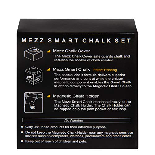 Mezz Smart Chalk Set Pool Cue Chalk + Chalk Holder + Chalk Cover (White w/Black logo)