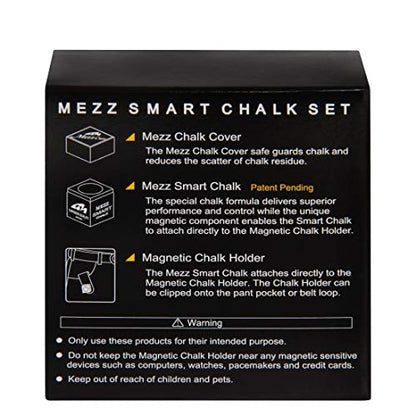 Mezz Smart Chalk Set Pool Cue Chalk + Chalk Holder + Chalk Cover (White w/Black logo)