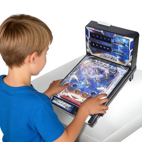 Tabletop Pinball Machine Retro Electronic Pinball Ball Shooting Game Children's Electronic Pinballs Game Machine Toy with Lights and Sounds