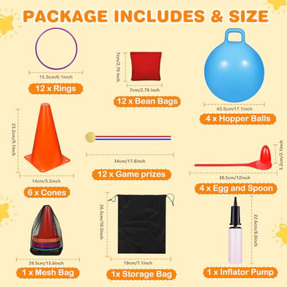 Granny Pants Yard Game Giant Pants Outdoor Game, 53PCS Carnival Games Combo Set, Hopper Balls for Kids, Ring Toss, Bean Bags, Easter Games Egg Spoon Relay Race, Backyard Field Day Birthday Party Game