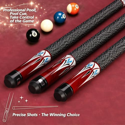 Pool Cue Stick - 58 inch Maple Billiard Pool Stick, 19/20/21 oz 1/2 Maple Pool Cue Stick Kit, 2-Piece Billiard Pool Cue Stick - color: Wine Red With Case(20 oz/12.5mm)