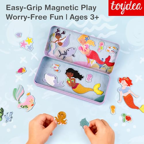 Magnetic Puzzle Box for Kids Ages 3-5 – 30+ Pcs Mermaid Travel Game – Fine Motor Skills & Imagination – Quiet Road Trip & Airplane Activities – Great Gift for Girls Boys - color: Mermaid
